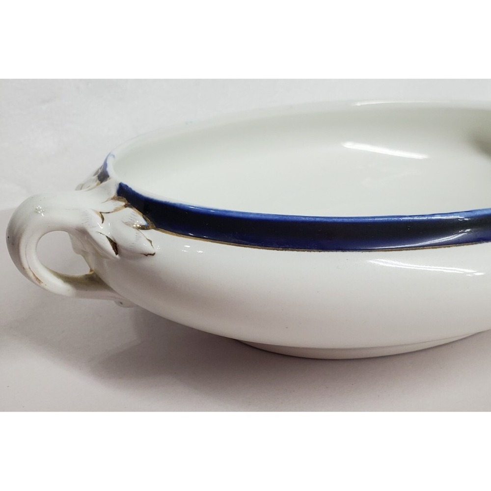 Booths Silicon China Porcelain England Cobolt With Gold‎ Trim Tureen, Vintage